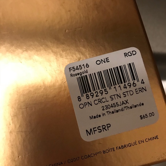 NWT! Coach rose gold open circle logo earrings - Picture 4 of 5